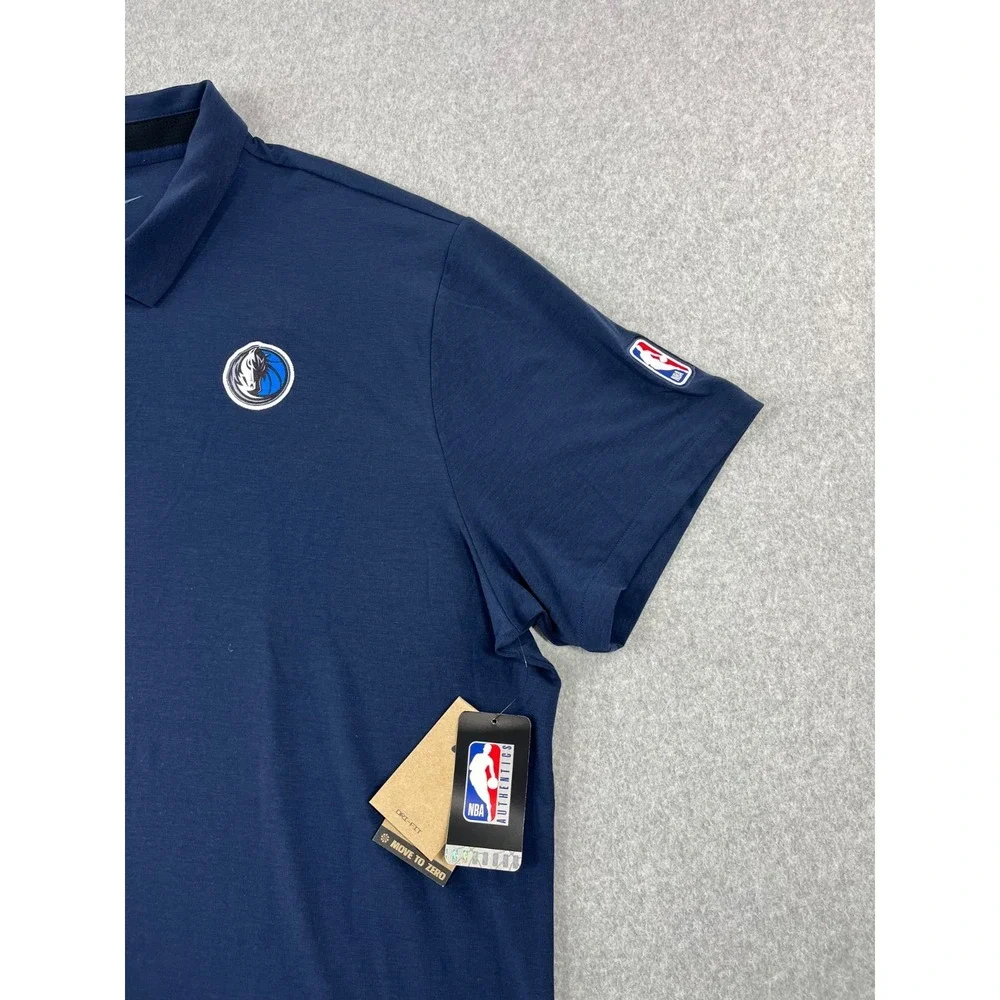 Dallas Mavericks Basketball Polo Shirt Mens 2XL Navy Nike Dri Fit Short Sleeve